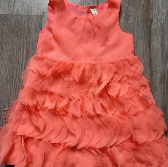 Cherokee Baby Girl Bright Coral Dress with Sheer Circle Design Details, Size 2T - Picture 1 of 4